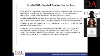 Dispute Resolution for Sports and Creative Sectors